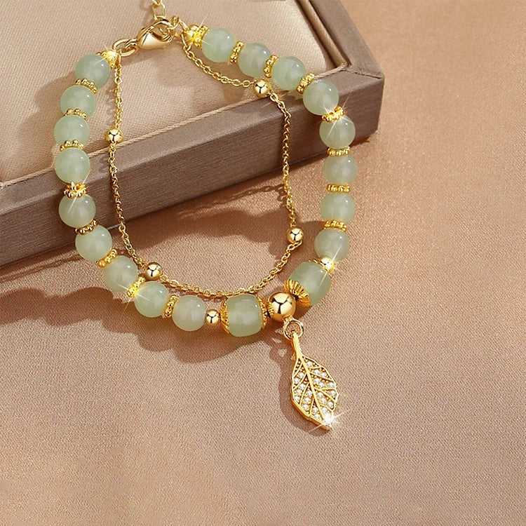 Pulsera de hoja de oro de jade