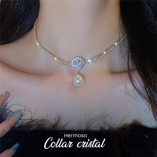 Joyeria Europea! COLLAR CRISTAL CON PERLA