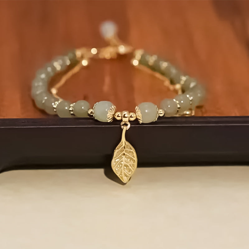 Pulsera de hoja de oro de jade