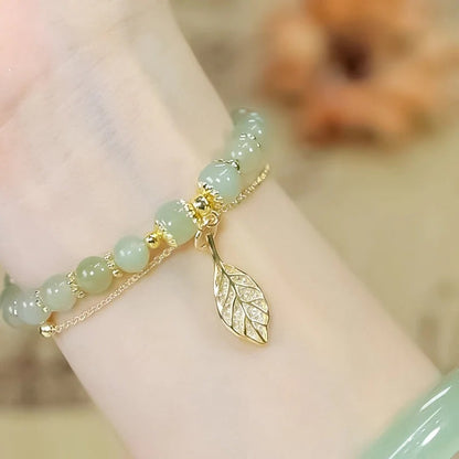 Pulsera de hoja de oro de jade