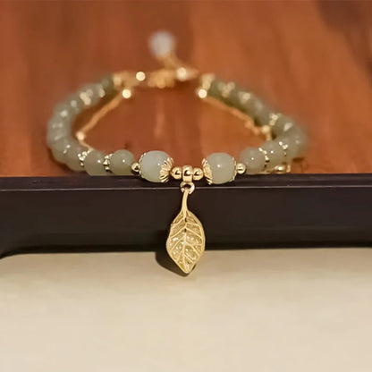 Pulsera de hoja de oro de jade